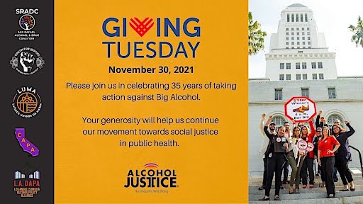 Giving Tuesday coming soon--make your voice heard in the fight against Big Alcohol